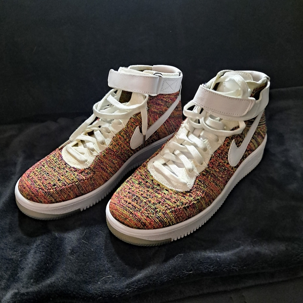 Nike Air Force 1 UItra Flyknit Rainbow Volt Sneakers, Size9.5 BNIB 817420-700